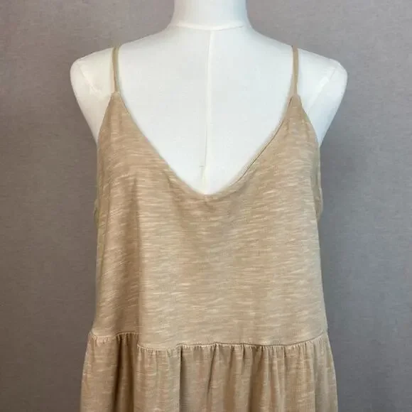 Old Navy Womens Tiered Midi Sundress Size L Boho Neutral Clean Girl Coastal - Picture 3 of 10